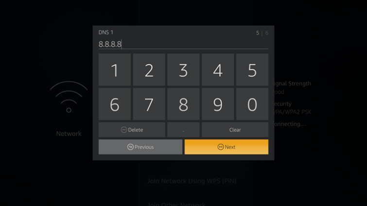 Fire TV Stick - Entrer DNS primaire et secondaire